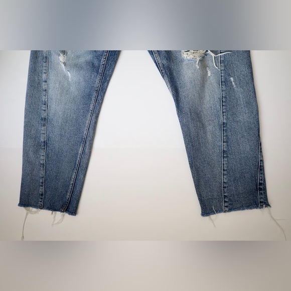 Rare Zara Denim Collection Distressed Denim Jeans with Asymmetric Seams Size 10 - Picture 5 of 9